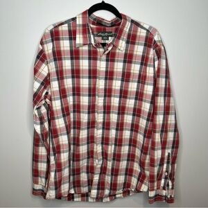 Eddie Bauer classic fit plaid 100%‎ button down size large